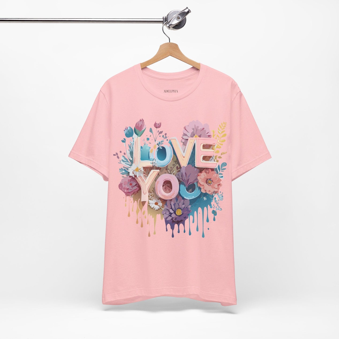 Valentine Day Graphic Unisex 100 Cotton Vintage Artwork with Love and Flower Design Tee 37