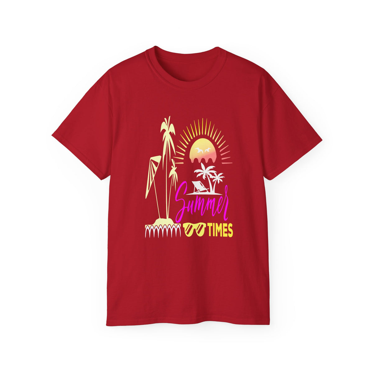 Summer Times tropical sunset Tee | palm trees, sunglasses, retro beach design