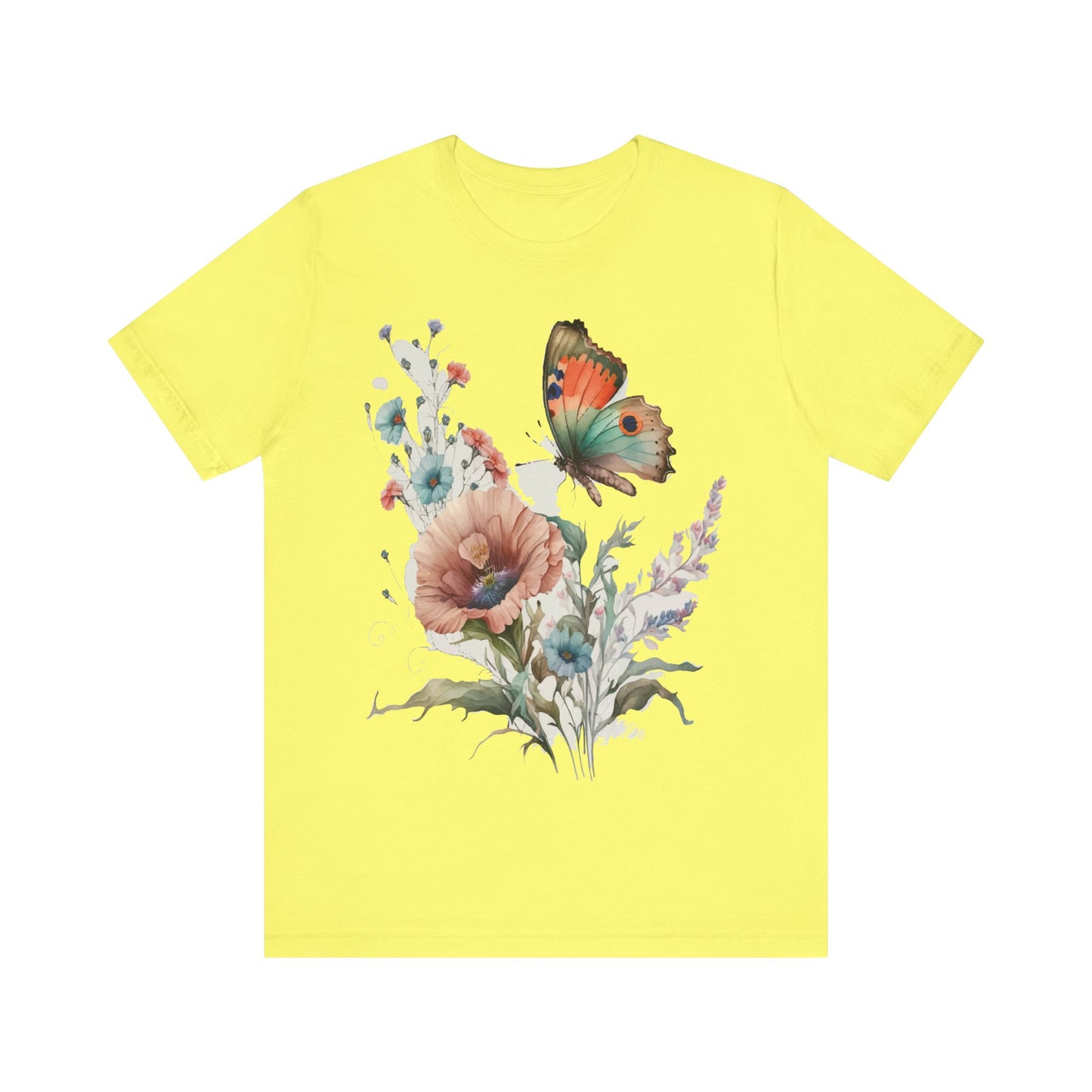 Cotton Tee Shirt with Butterfly Prints