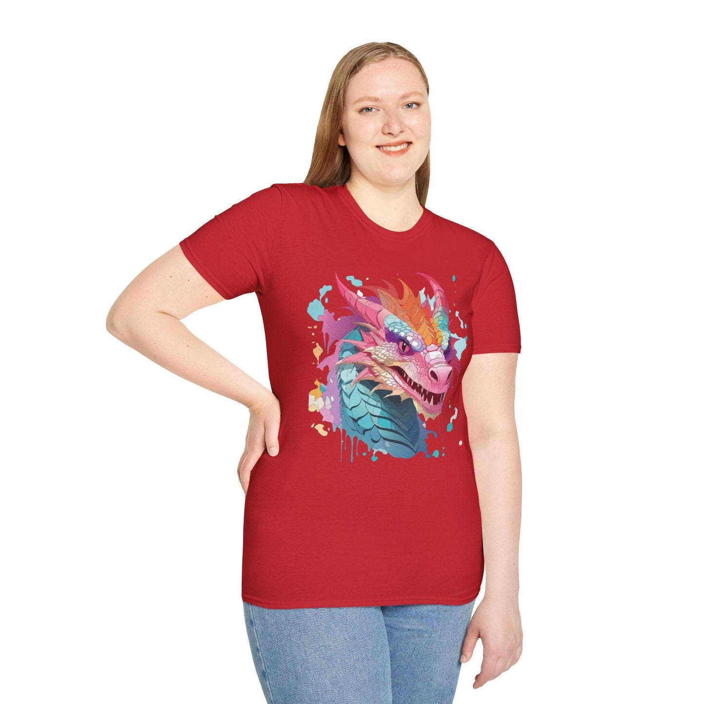 Dragon Graphic Unisex Cotton Softstyle Art Design Tee With Animals 27