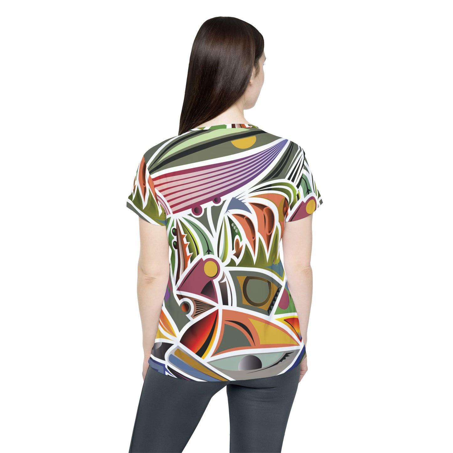 Poly Jersey Tee Shirt with abstract prints