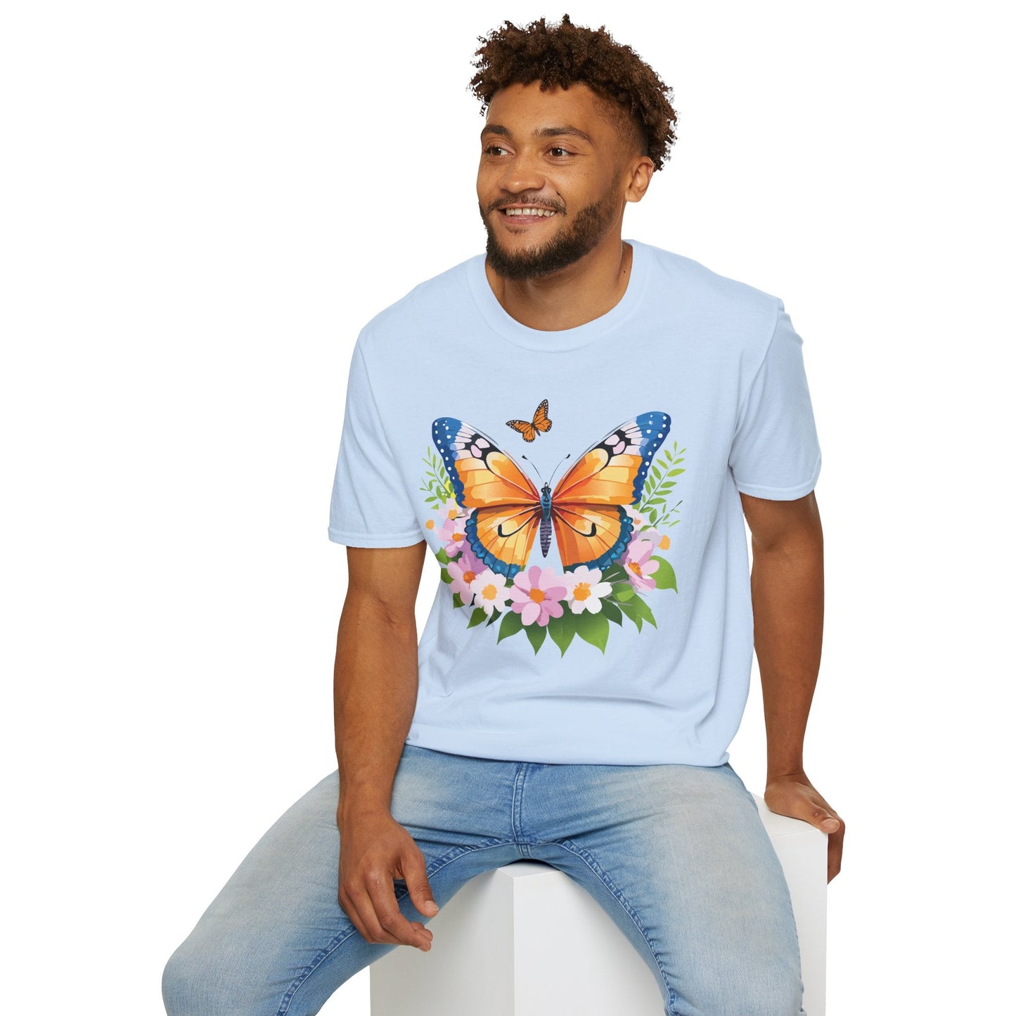 Butterfly Shirt Unisex Cotton Tee Monarch Butterfly Design Gildan Softstyle 64000 Short Sleeve