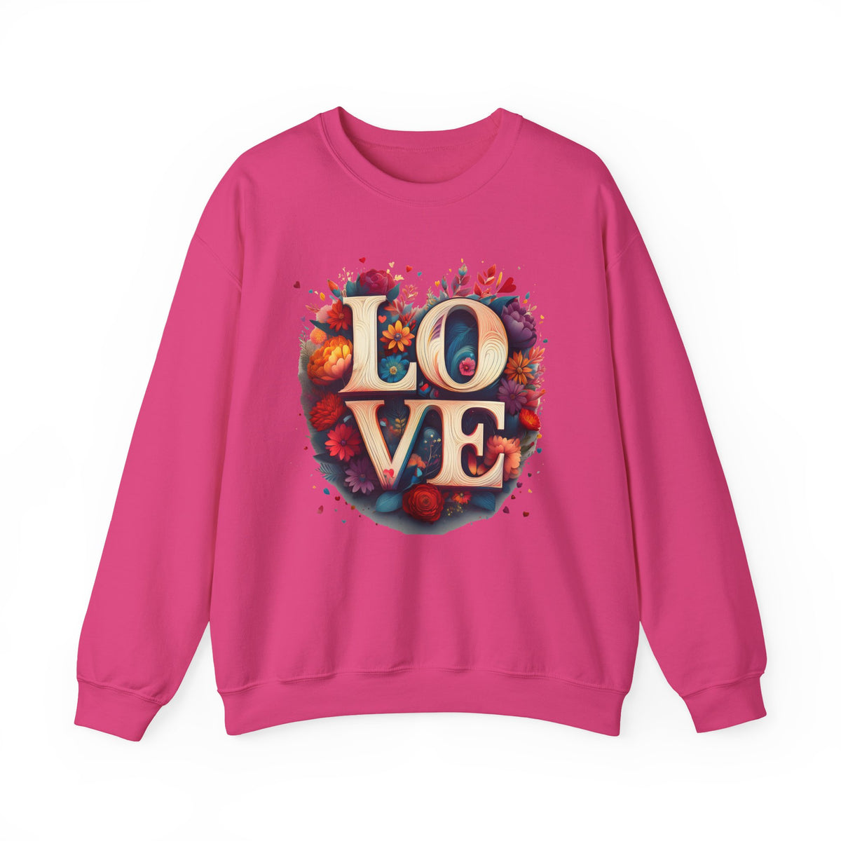 Floral Love Graphic Valentine's Day Sweatshirt Unisex 50/50 Cotton-Poly Sweatshirt w65