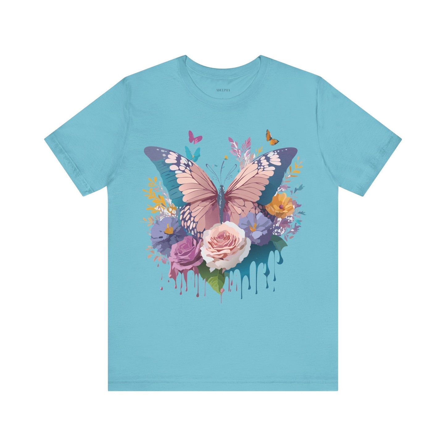 Butterfly Graphic Unisex 100 Cotton Lightweight Vintage Floral Design Jersey Tee 44