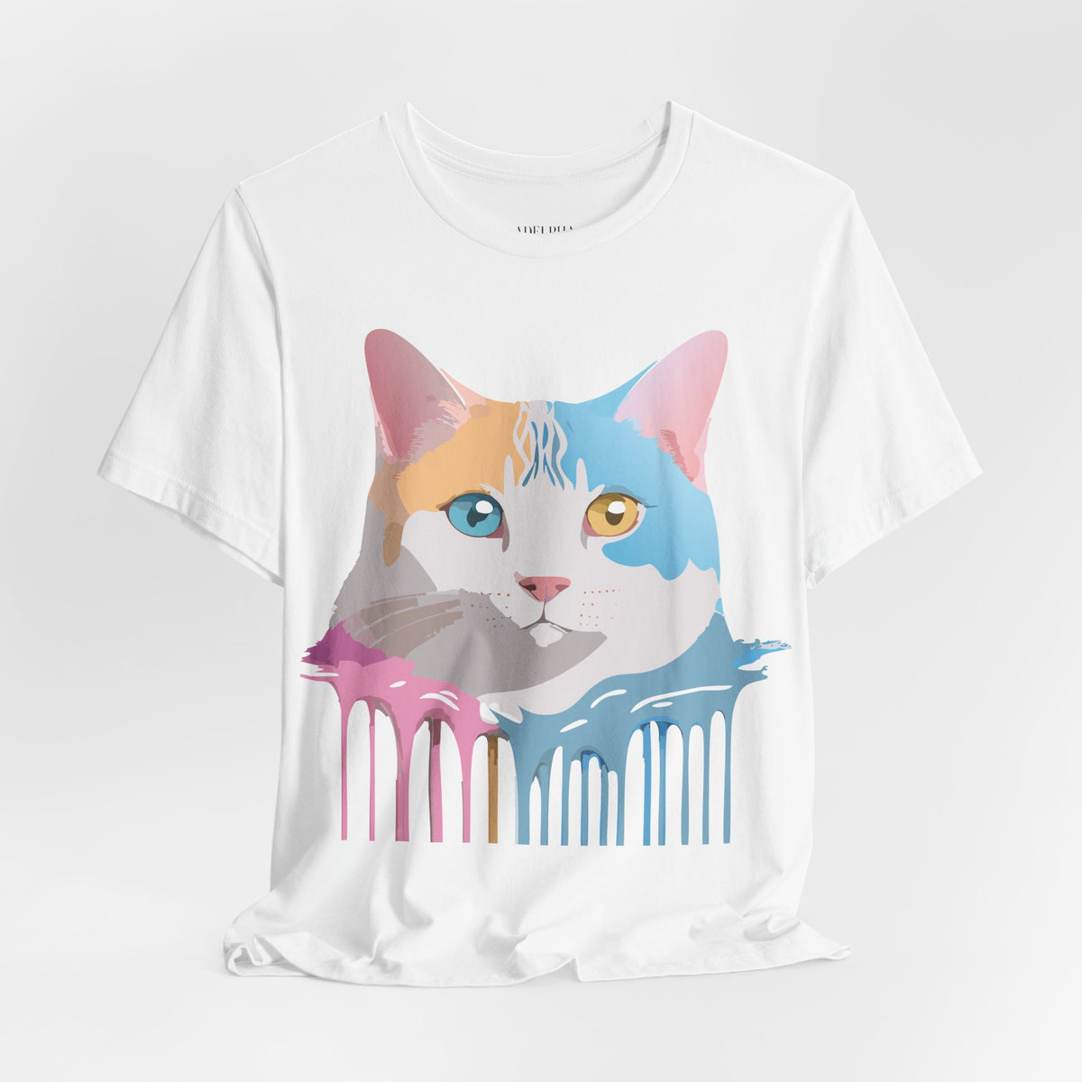Cat Graphic Unisex Cotton Bella+Canvas Tee with Art Animal Design e109