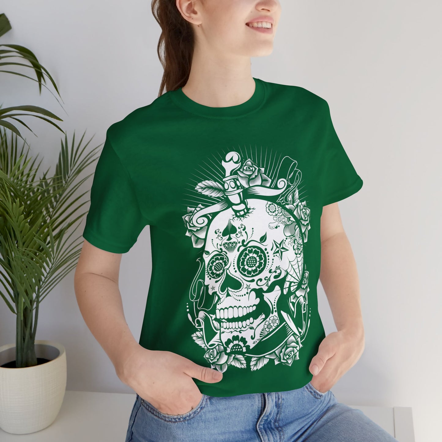 Unisex Cotton Tee Shirt with Skull