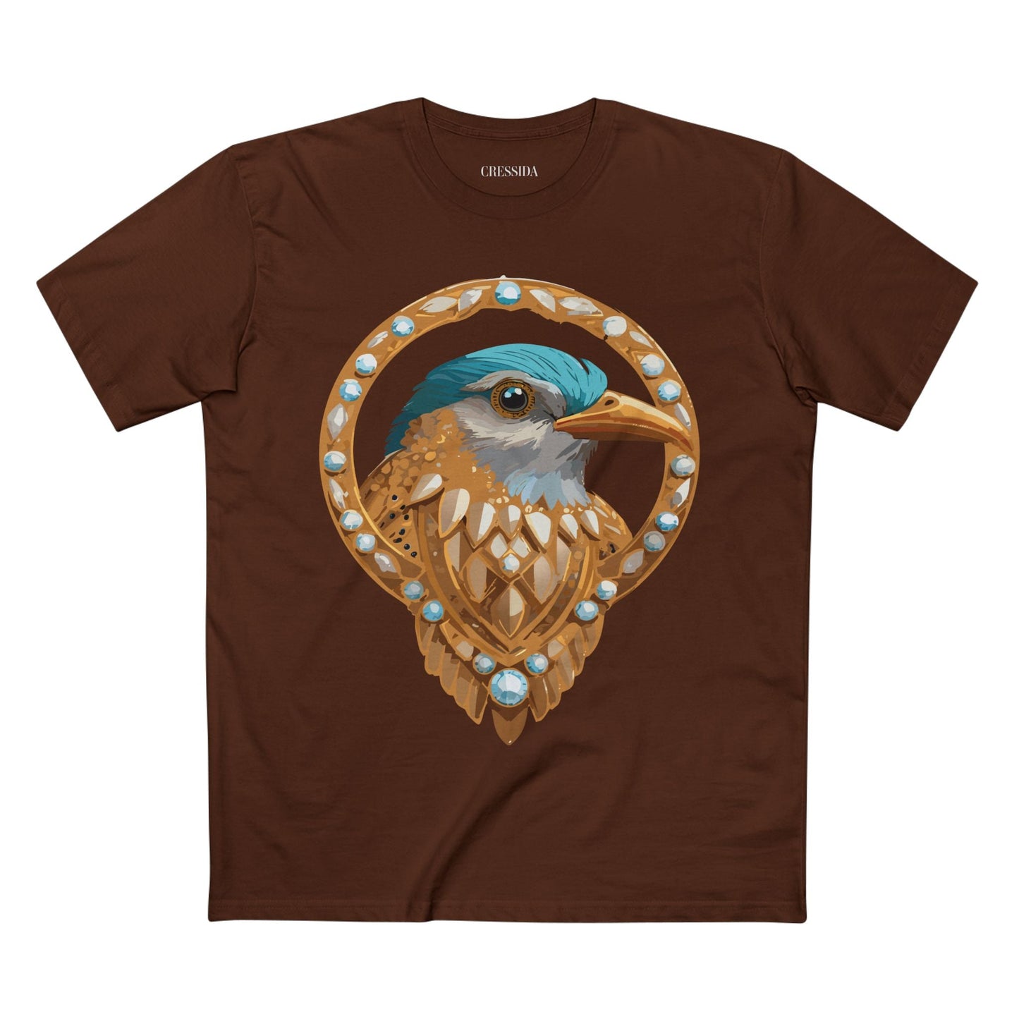 Bird Graphic Unisex 100 Cotton Tee With Unique Animal Golden Medallion Art Design 24