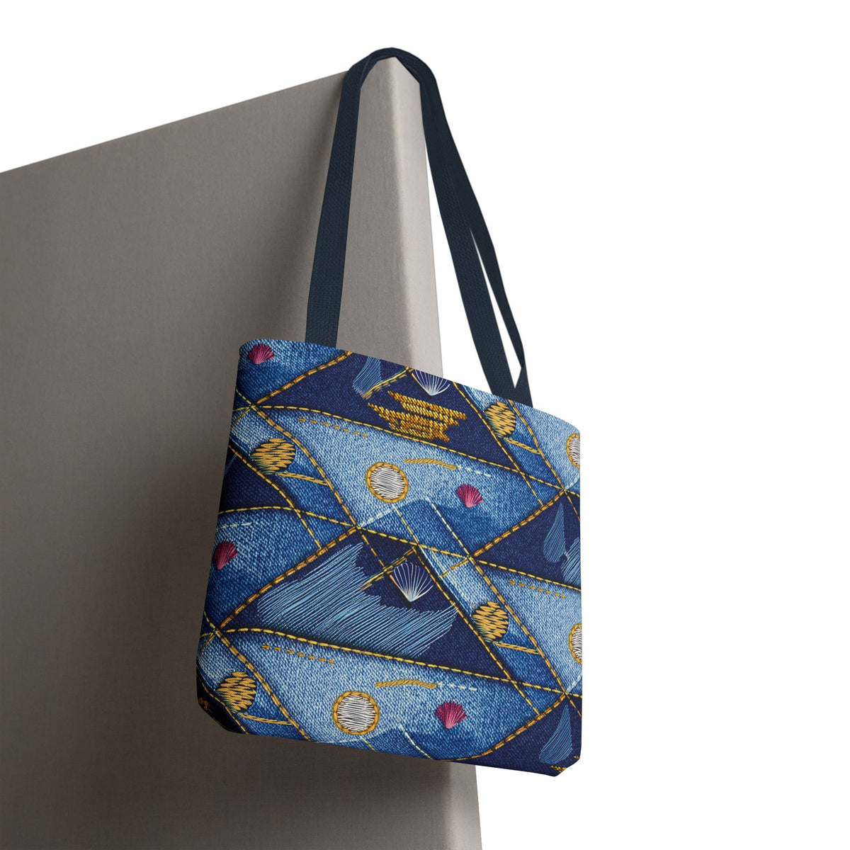 Denim Fabric Imitation Print Unisex Canvas Bag Poly Spun 3 Sizes Tote Bag 182-23
