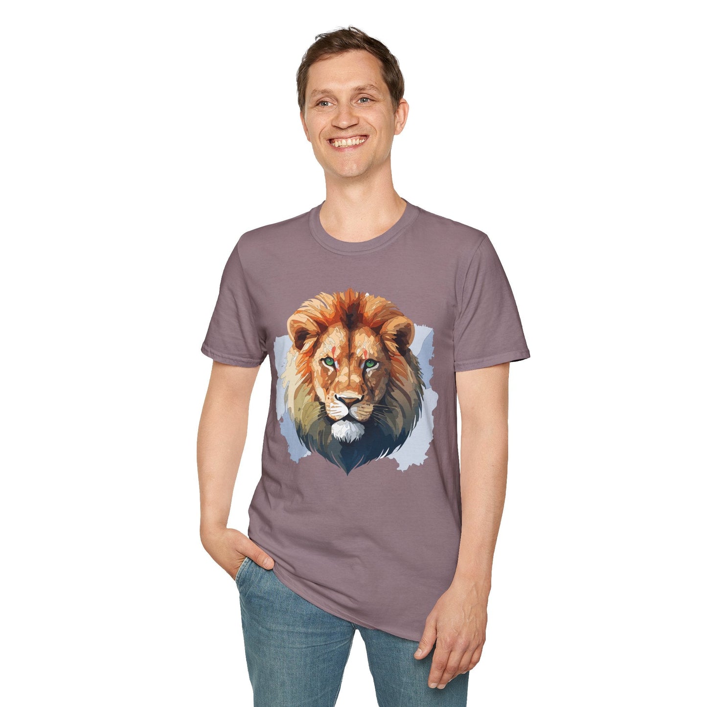Lion Shirt Unisex Animal Tee Softstyle Gildan 64000 100 Percent Ring Spun Cotton