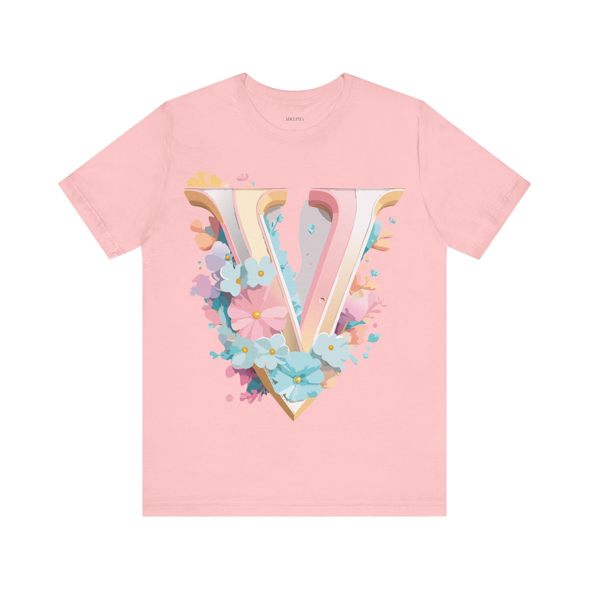 Letter V Graphic Unisex Cotton Bella+Canvas Tee with Art Letter Design
