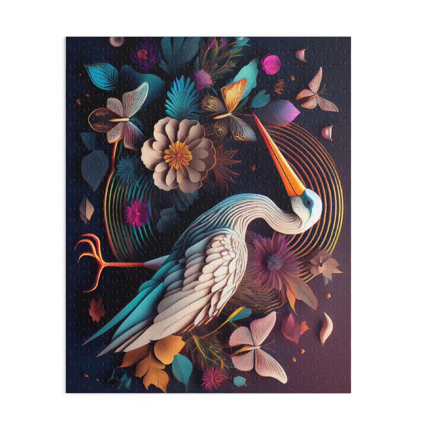 Puzzles-41 Kids Stork Puzzle 500-Piece | Floral Stork Puzzle 500-Piece, Birds Kids Puzzles Size: 16" x 20",  Ages 9+