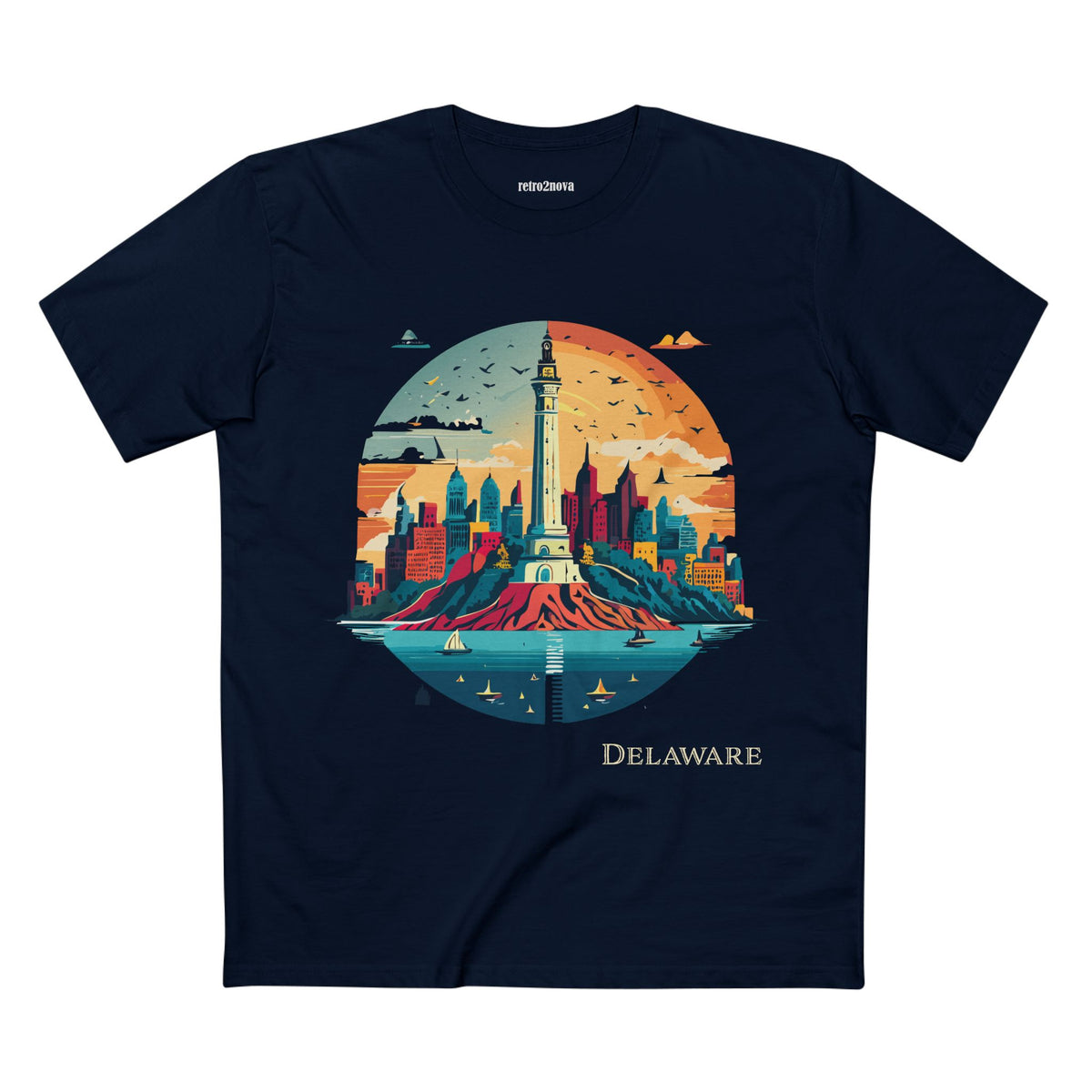 Delaware Lighthouse Skyline Tee | Coastal State Travel Shirt