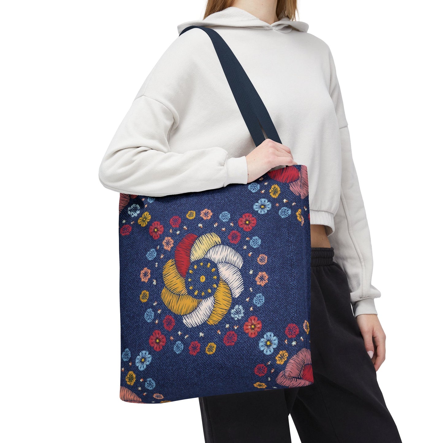 Denim Fabric Imitation Print Unisex Canvas Bag Poly Spun 3 Sizes Tote Bag 153