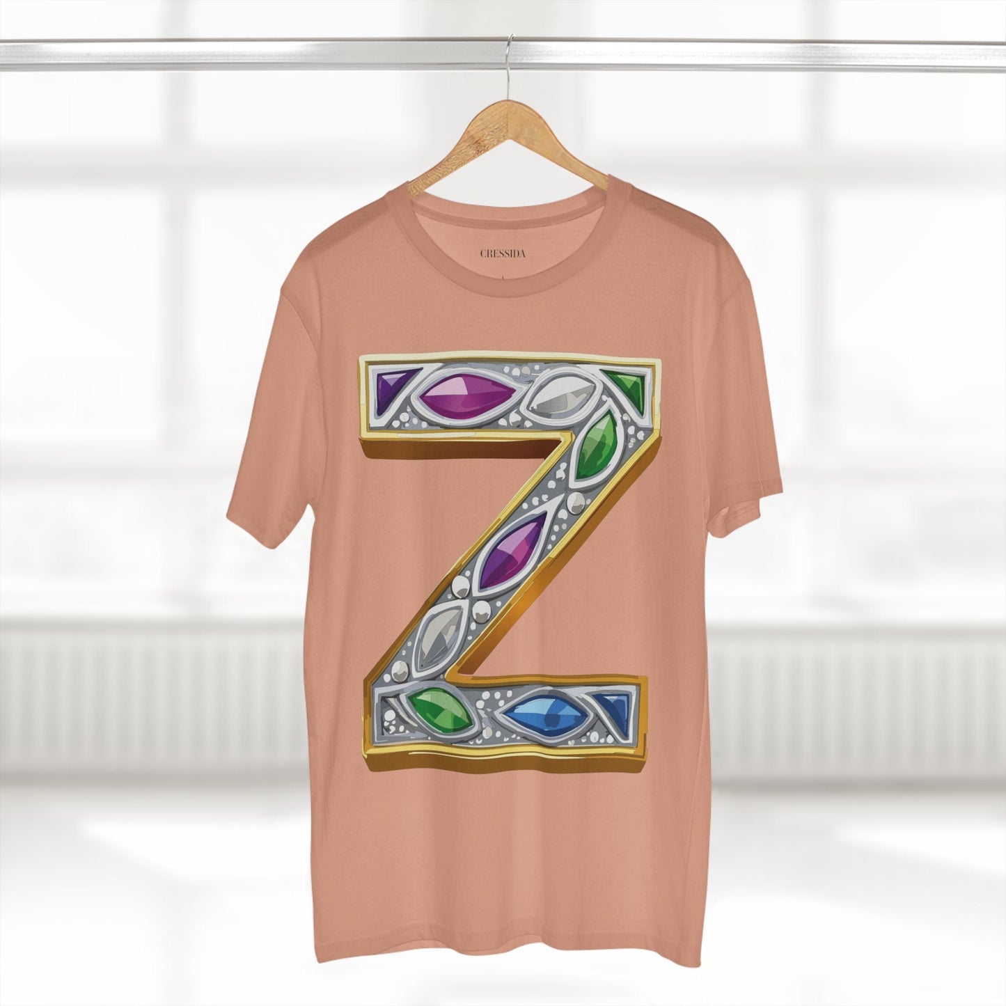 Letter Z Graphic Design Tee Unisex 100 Cotton With Antique Gold Letters Artwork T-Shirt