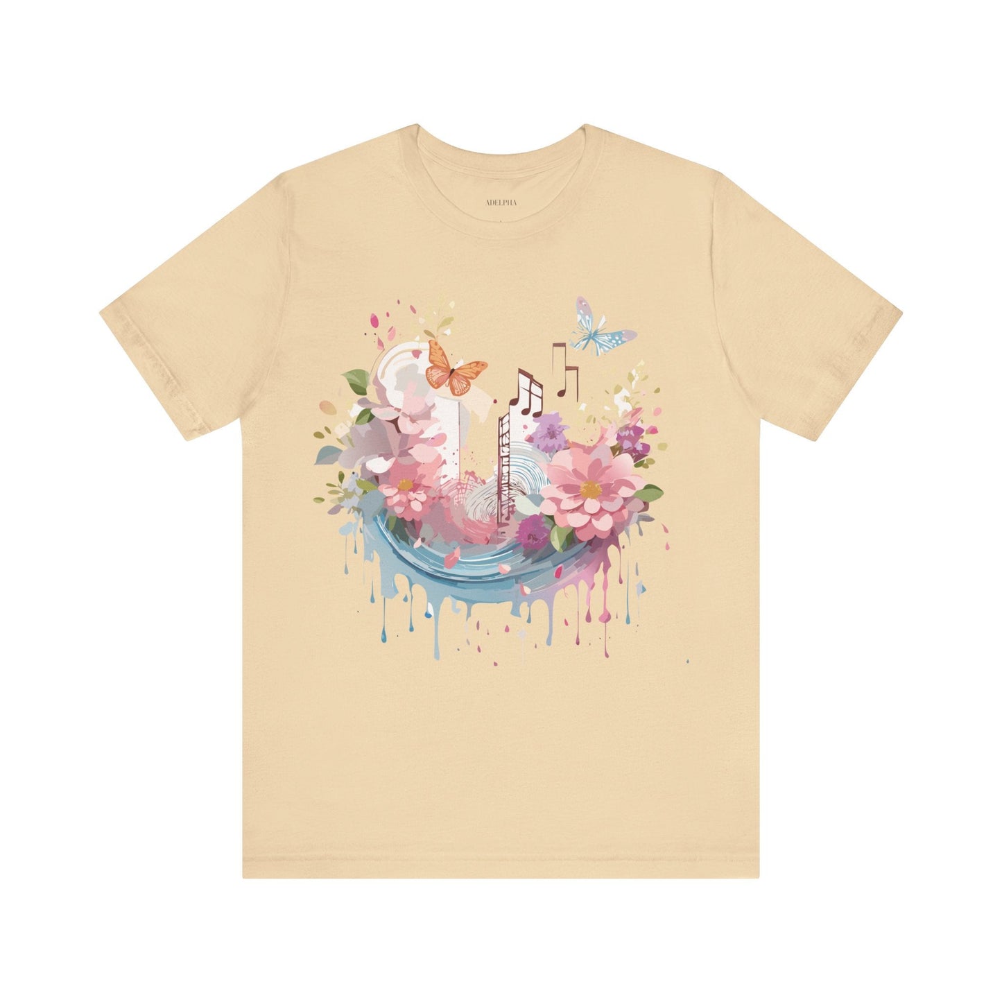Music Graphic Unisex 100 Cotton Vintage Art with Musical Elements Tee 122