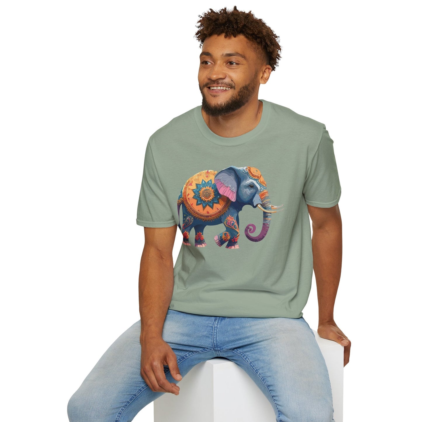 Elephant T Shirt Unisex Gildan Softstyle Tee 100 Percent Ring Spun Cotton Animal Shirt