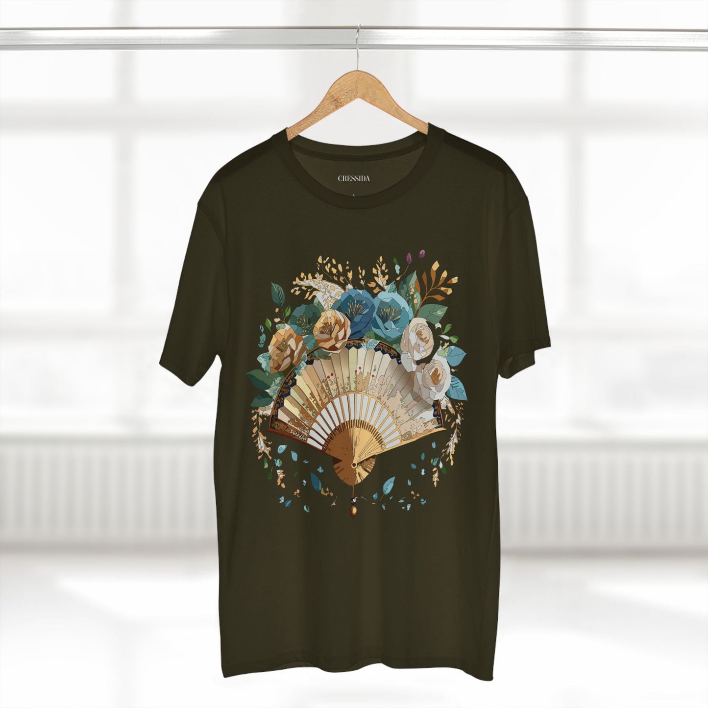 Antique Fan Graphic Design T-Shirt Unisex 100 Cotton Floral Carnival Artwork Tee 4