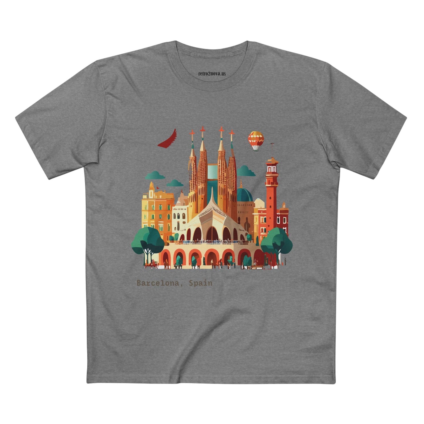 Barcelona Travel Shirt Unisex Cotton Art Tee Retro2Nova Premium Quality Original Art Design