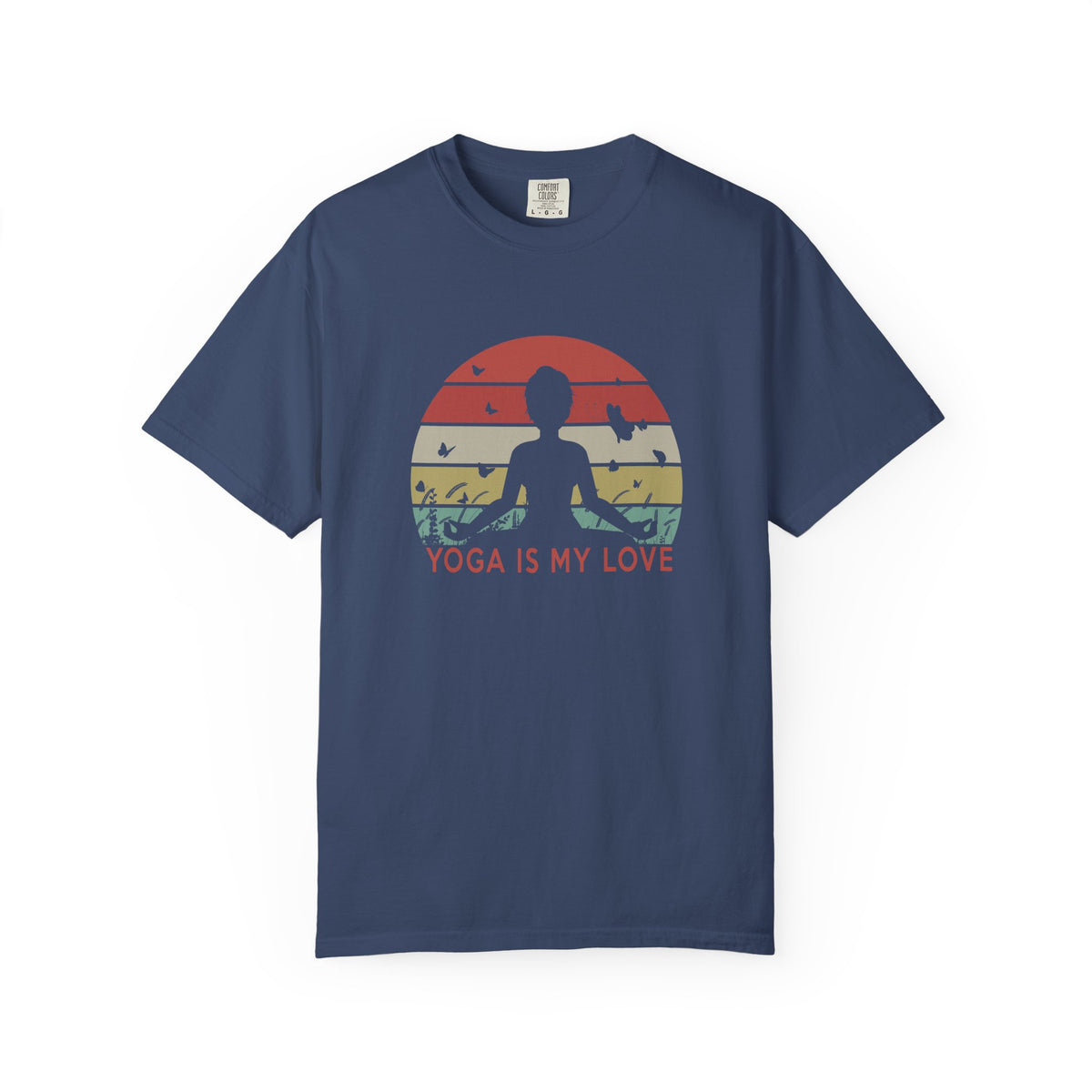 Yoga Is My Love Meditating Retro Sunset Unisex Comfort Colors Garment-Dyed Heavyweight 100 Cotton Art Design T-Shirt w190