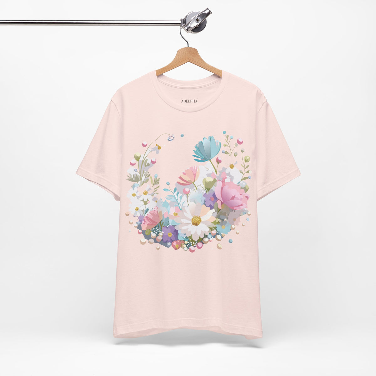 Floral Graphic Unisex Cotton Bella+Canvas Tee with Flowers Art Design n122