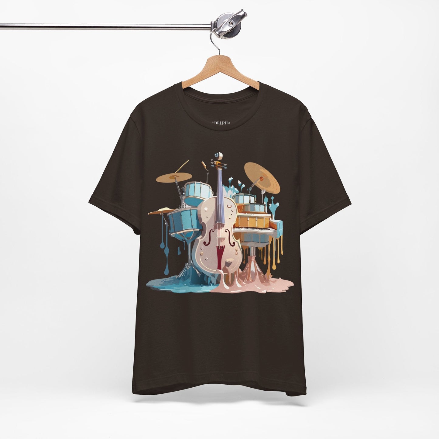 Music Graphic Unisex 100 Cotton Vintage Art with Musical Elements Tee 84