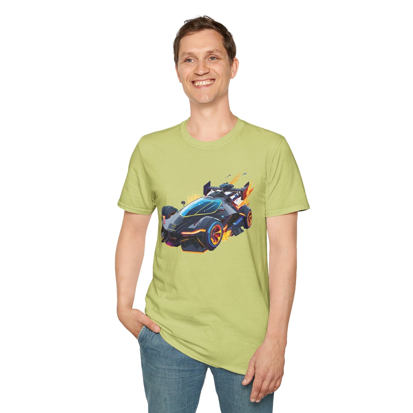Unisex Car T Shirt With Cars Design Hot Wheels Graphic Tee Gildan Softstyle 64000