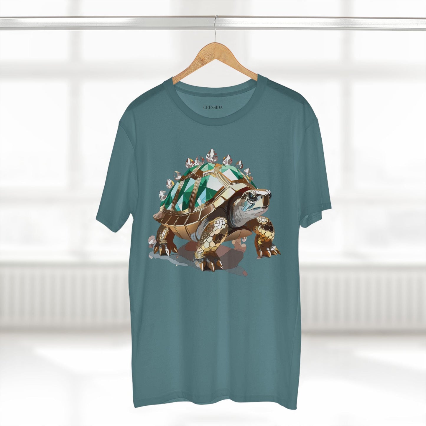 Turtle Graphic Unisex 100 Cotton Tee With Unique Animal Golden Medallion Art Design 33
