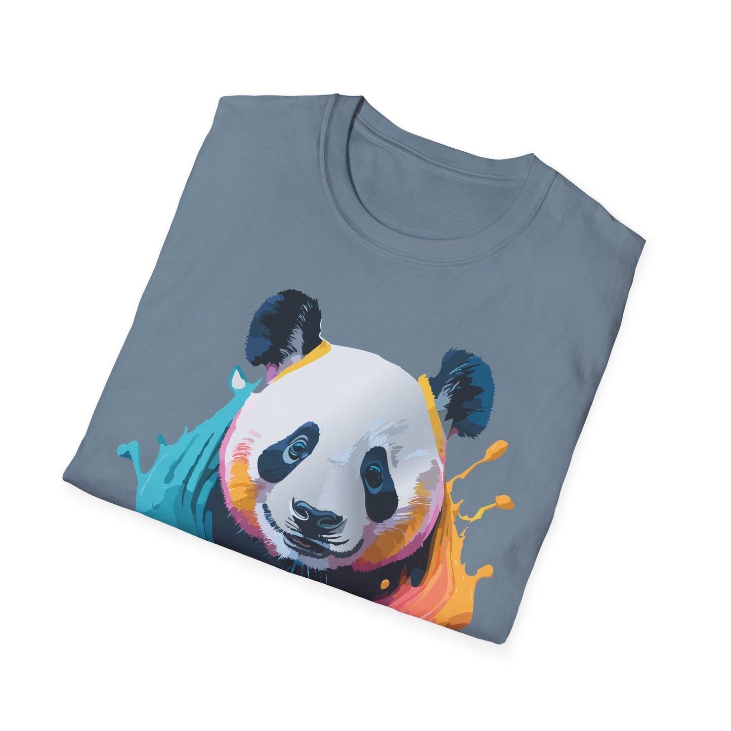 Unisex Panda Shirt T Shirt With Panda Animal Print Tee Softstyle Gildan 64000 100 Percent Ring Spun Cotton