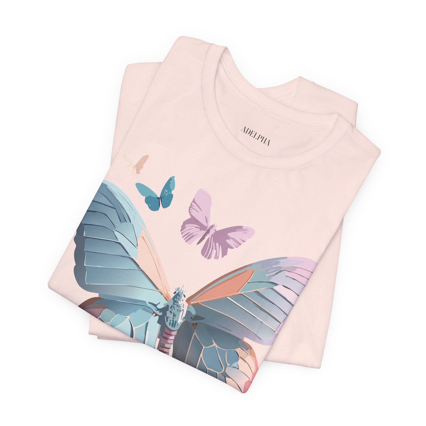 Butterfly Graphic Short Sleeve Tee Unisex Vintage Art Shirt By Adelpha