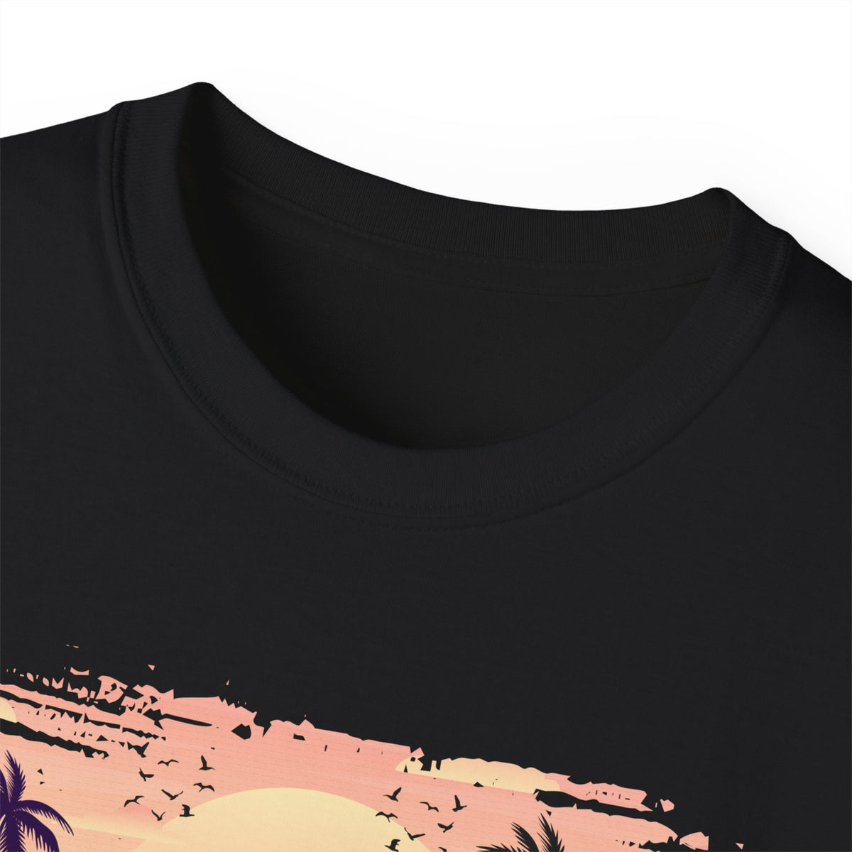 Surfing Silhouette Sunset T-Shirt | Palm Trees, Retro Wave Graphic