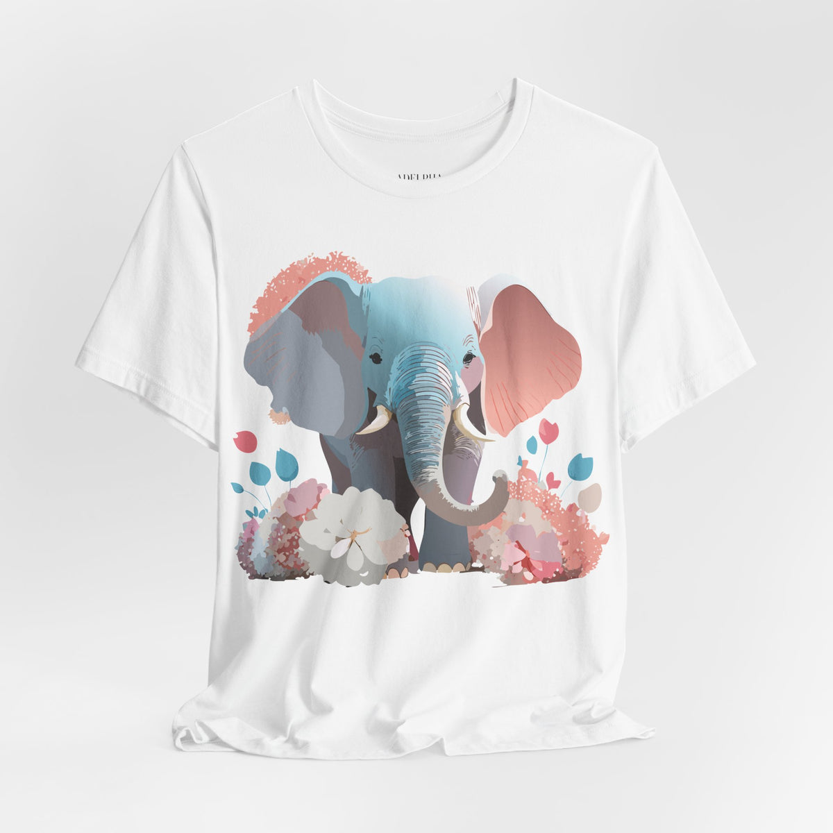 Elephant Graphic Unisex Cotton Bella+Canvas Tee with Art Animal Design e132