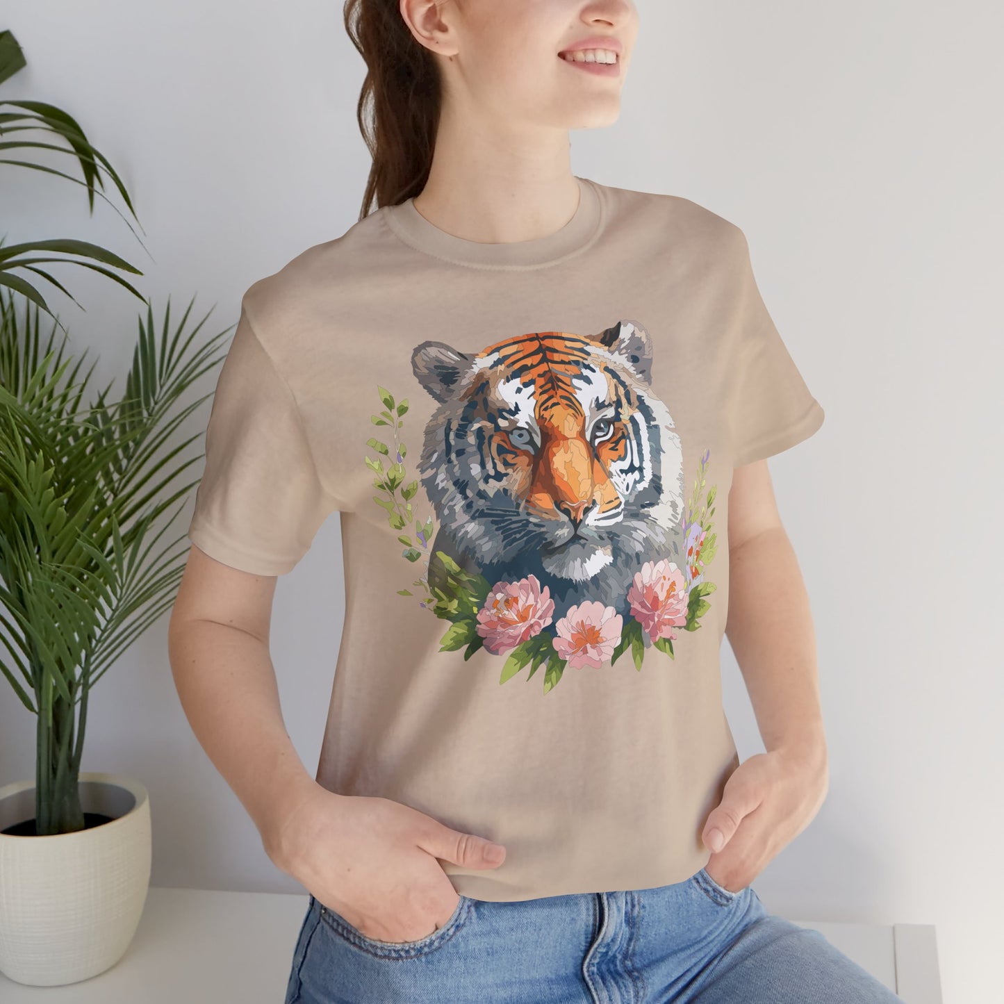 Floral Tiger Shirt, Animal Shirt, Tiger Tee, Unisex Tee, Floral T-shirt, T-Shirt with Animal