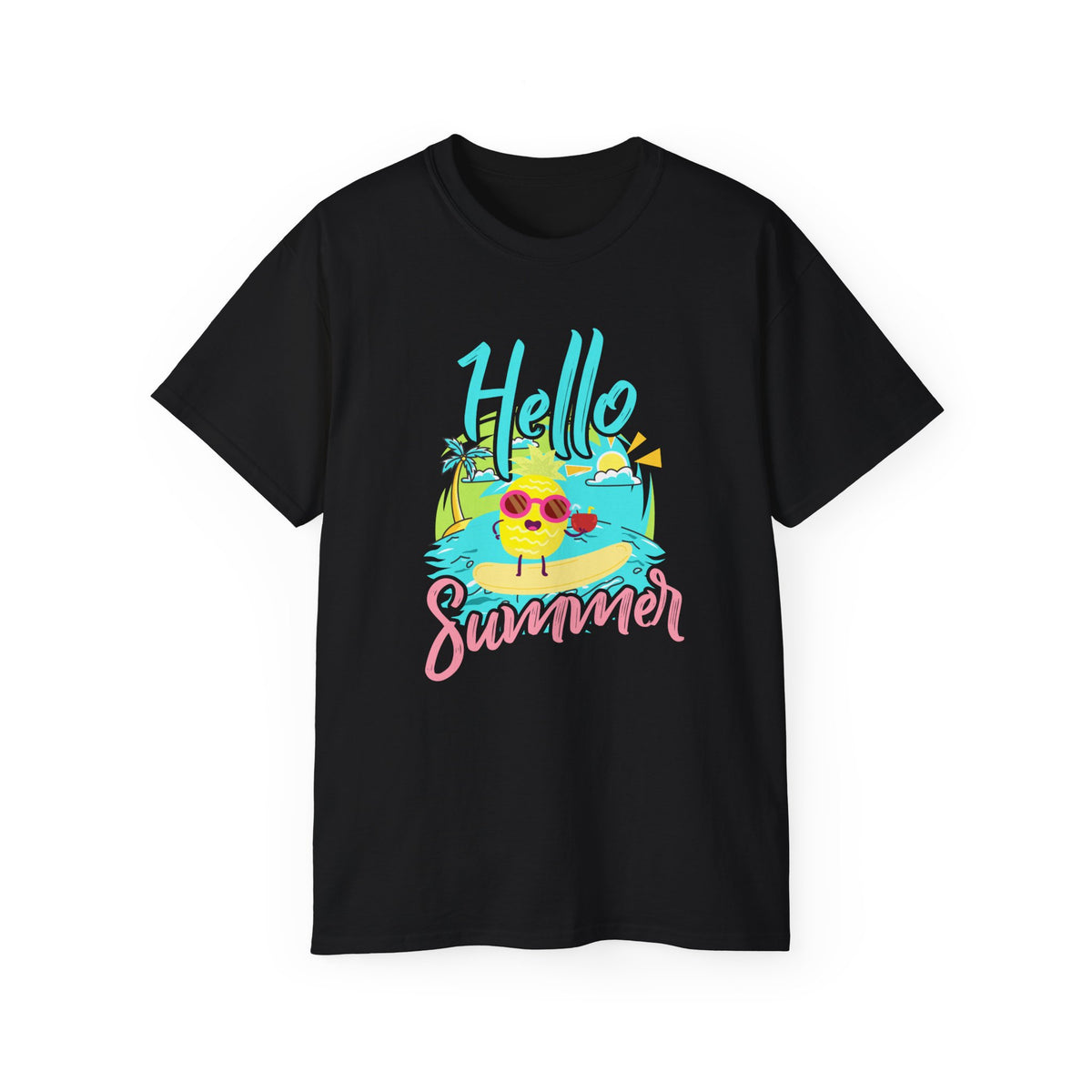 Hello Summer chick graphic Tee | Summer beach sun illustration