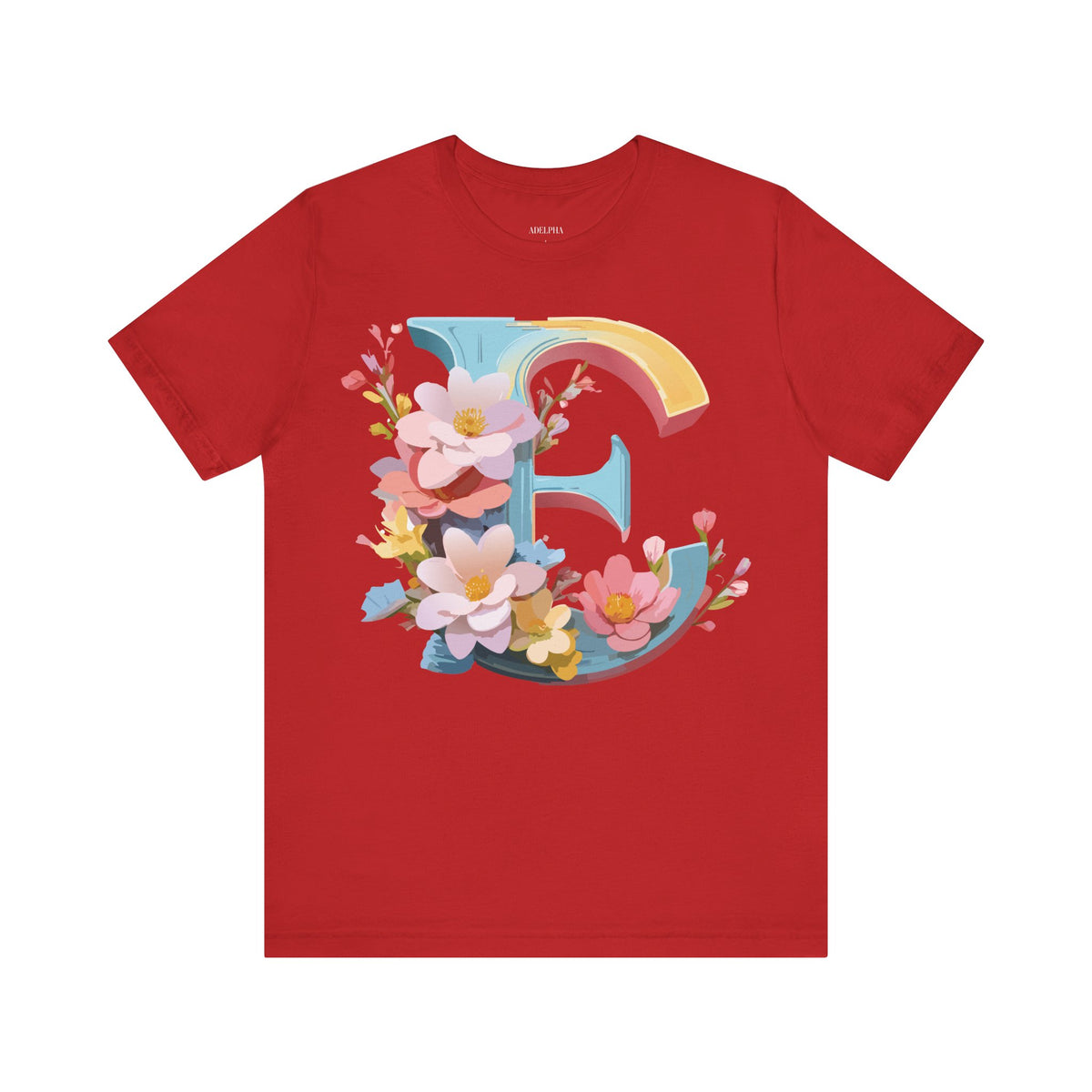 Letter E Graphic Unisex Cotton Bella+Canvas Tee with Art Letter Design