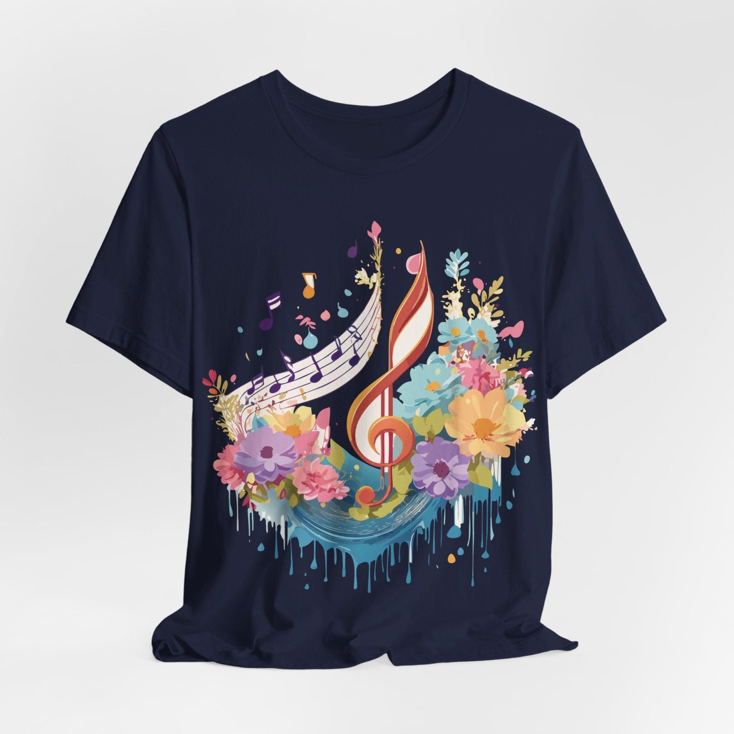 Music Graphic Unisex 100 Cotton Vintage Art with Musical Elements Tee 106