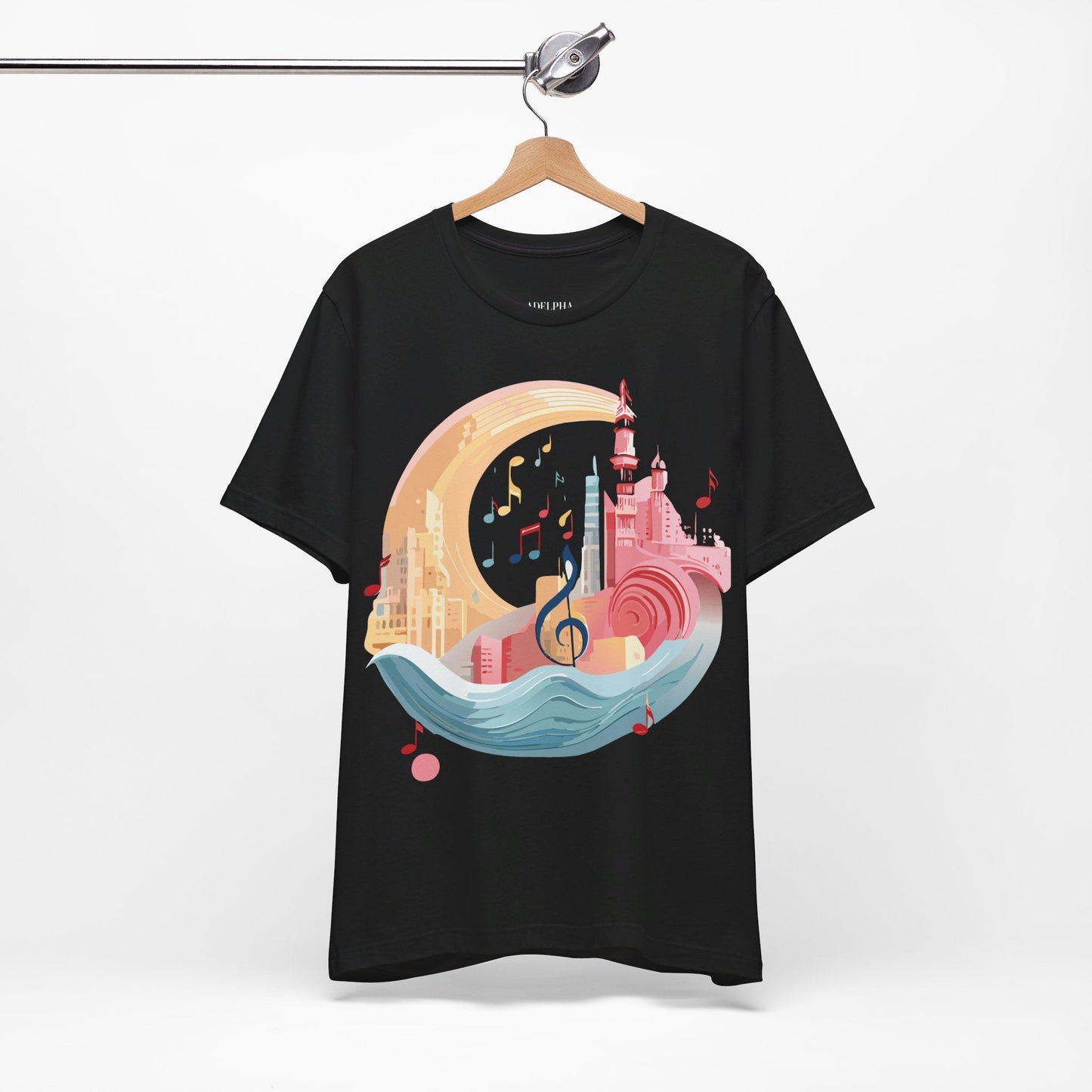 Music Graphic Unisex 100 Cotton Vintage Art with Musical Elements Tee 37