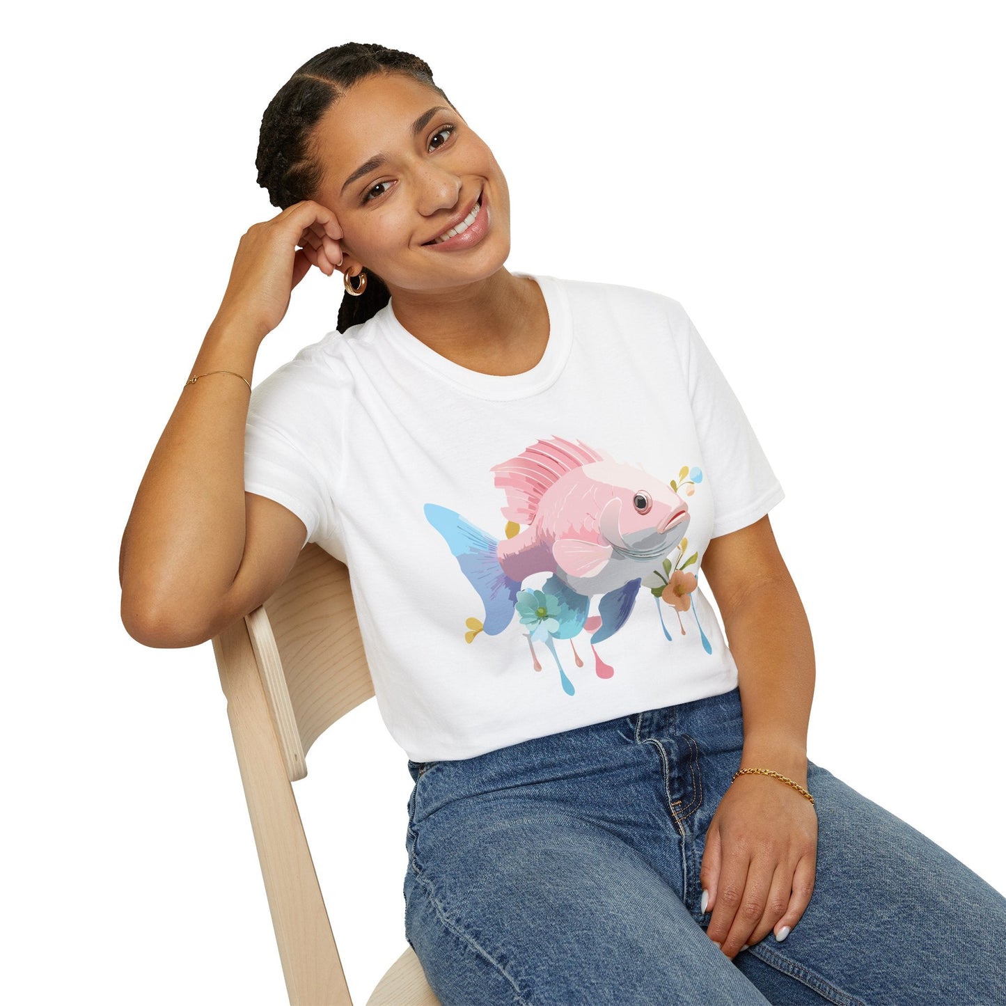 Fish Art Design Shirt Unisex Graphic Tee With Fish Illustration Gildan Softstyle 64000