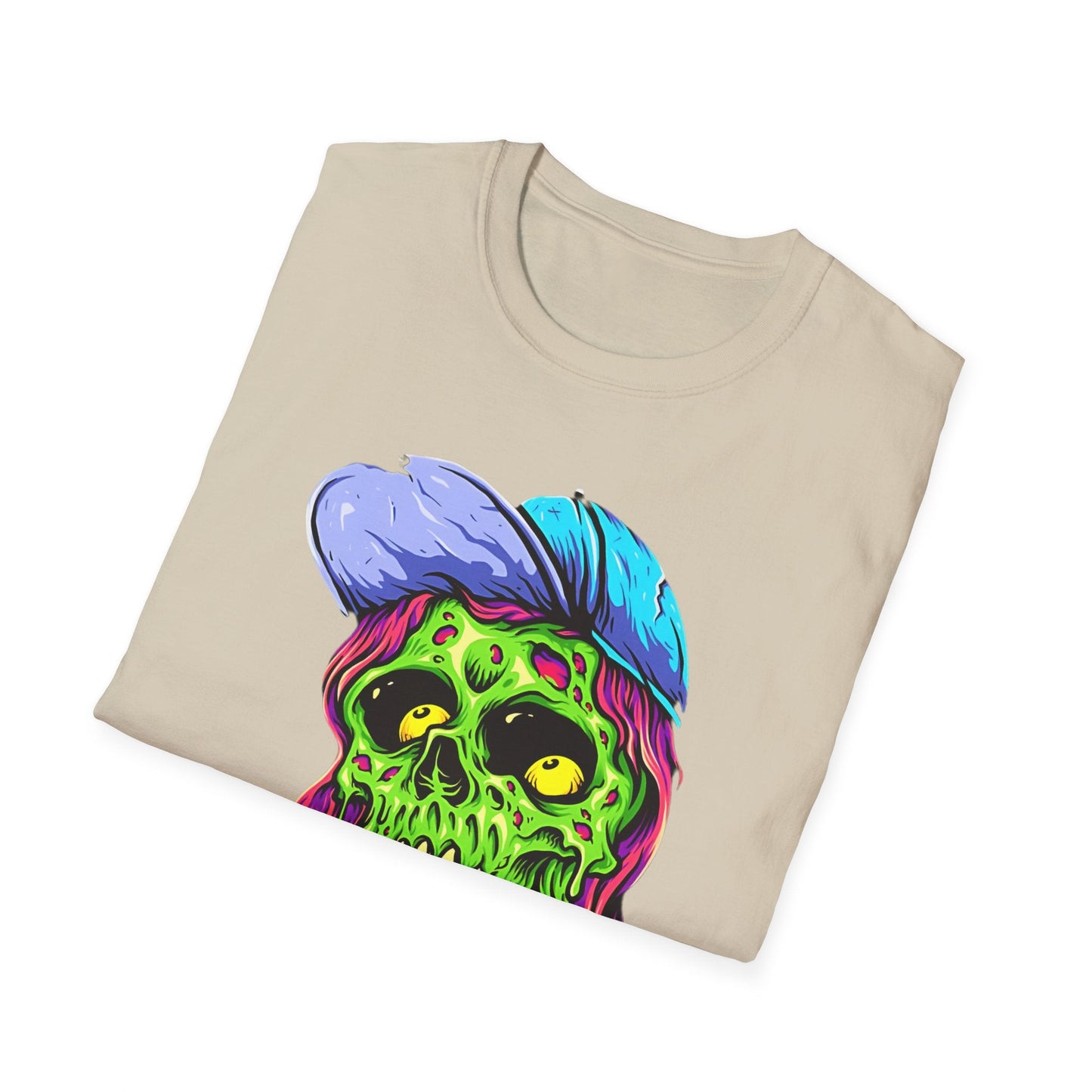Unisex Skull Tee Shirt With Skeleton Artwork Gildan Softstyle 64000 Ring Spun Cotton