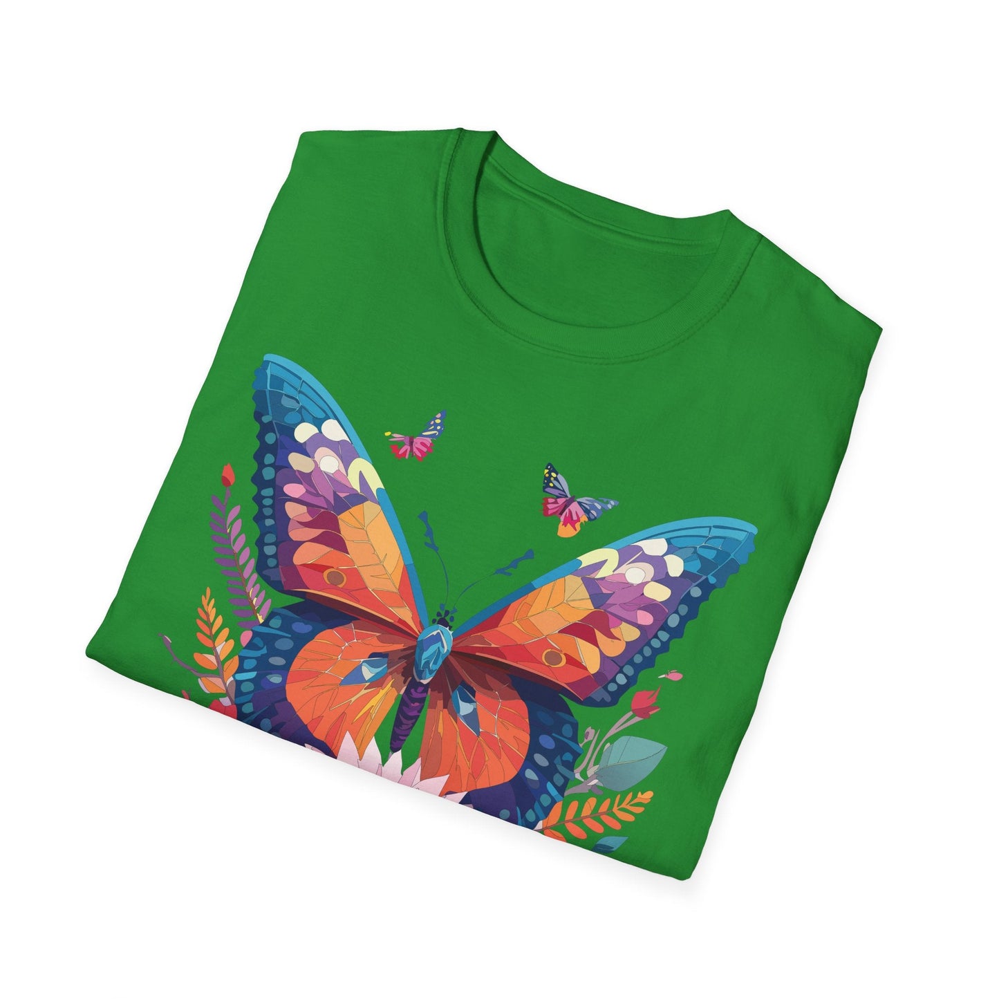 Butterfly Print Unisex T Shirt Softstyle 64000 Monarch Butterfly Themed Tee Ring Spun Cotton