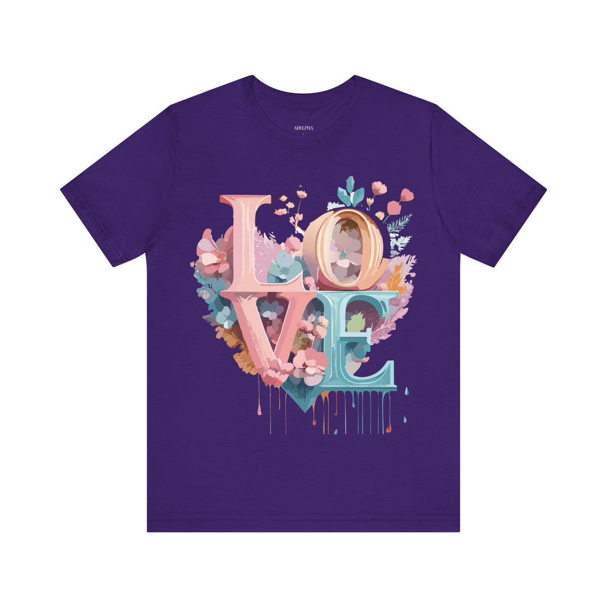 Valentine's Day Graphic Unisex Cotton Bella+Canvas Tee with Floral Art Design d121