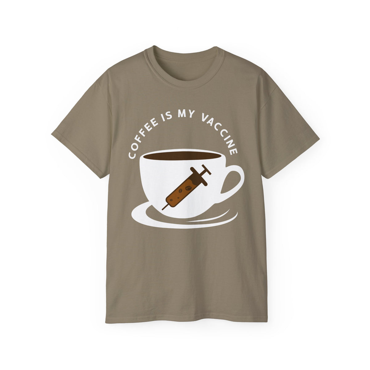 Coffee Is My Vaccine Tee | Coffee Cup with Syringe Graphic