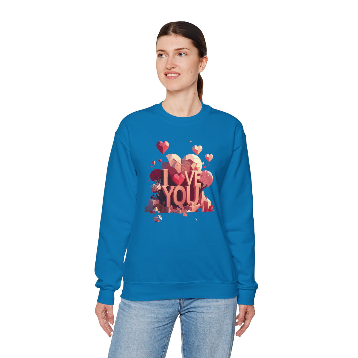 Unisex Big Heart Love Sweatshirt, Love Heart Sweatshirt, Floral Love Sweatshirt, 50/50 Cotton-Poly Valentine's Day Sweatshirt 10