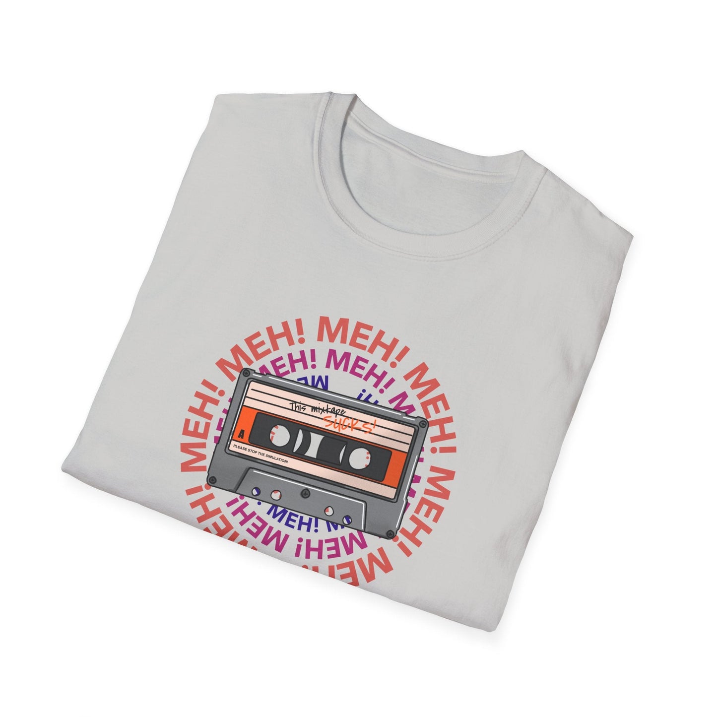 Cassette Tape Meh Graphic T-Shirt Unisex Cotton Retro Funny Music Tee