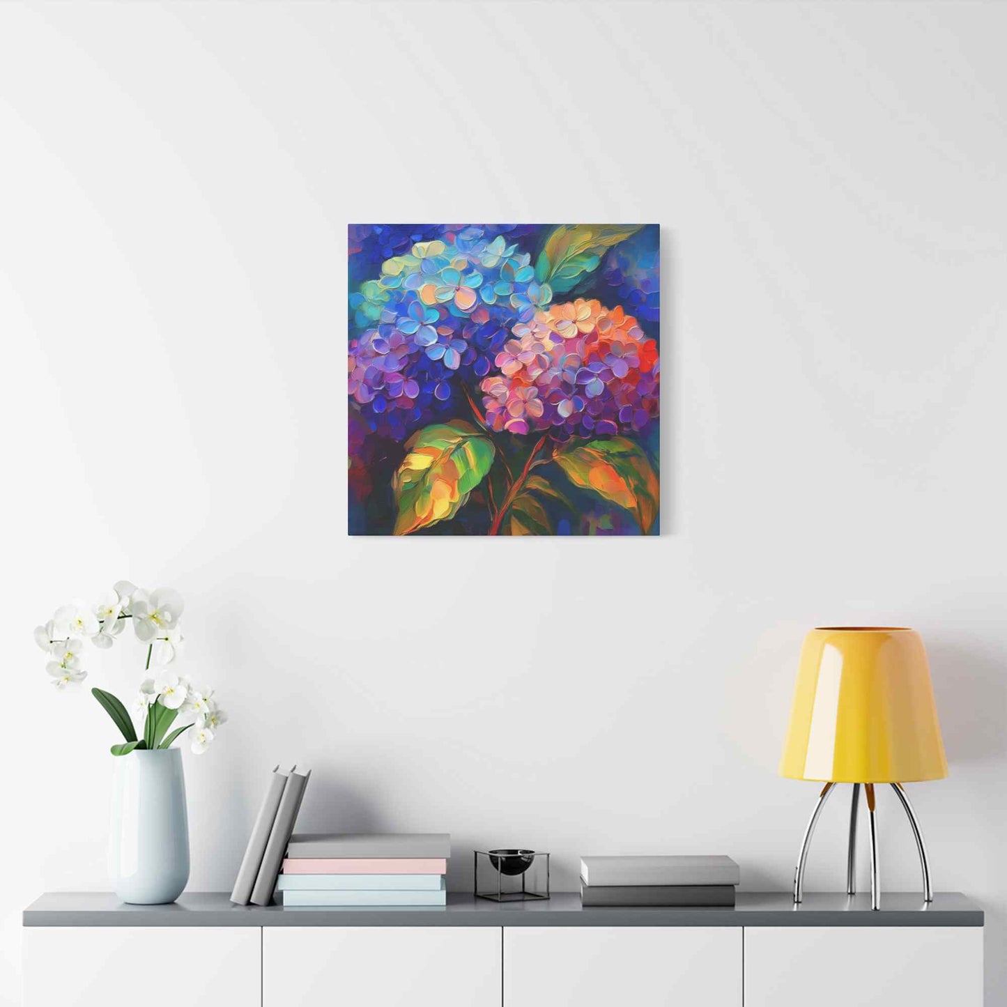 Hydrangeas Print Canvas, Flowers Oil Paint Print 20x20, 24x24, 30x30, 32x32, 36x36, Floral Art Design Print Non-Frame MC-29
