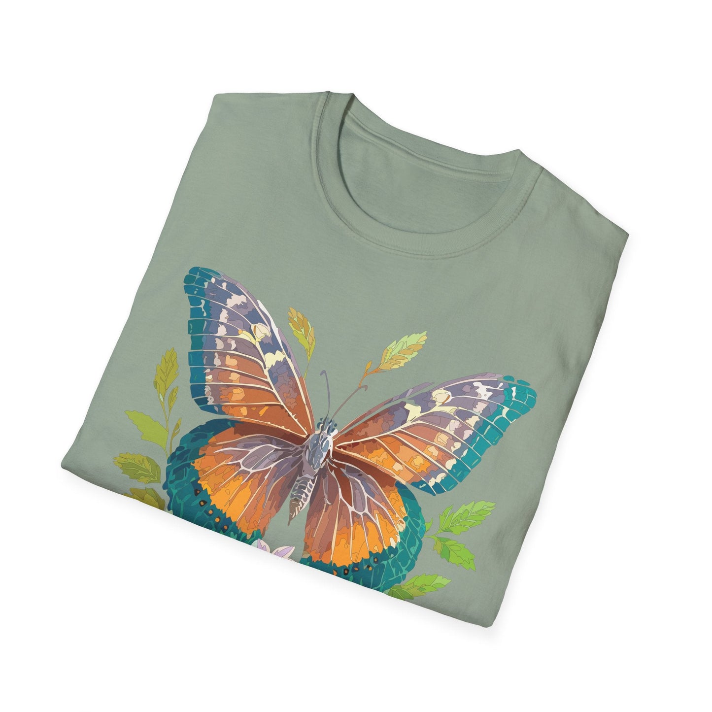 Unisex Butterfly Shirt With Monarch Design Cotton Tee Gildan 64000 Softstyle Comfort