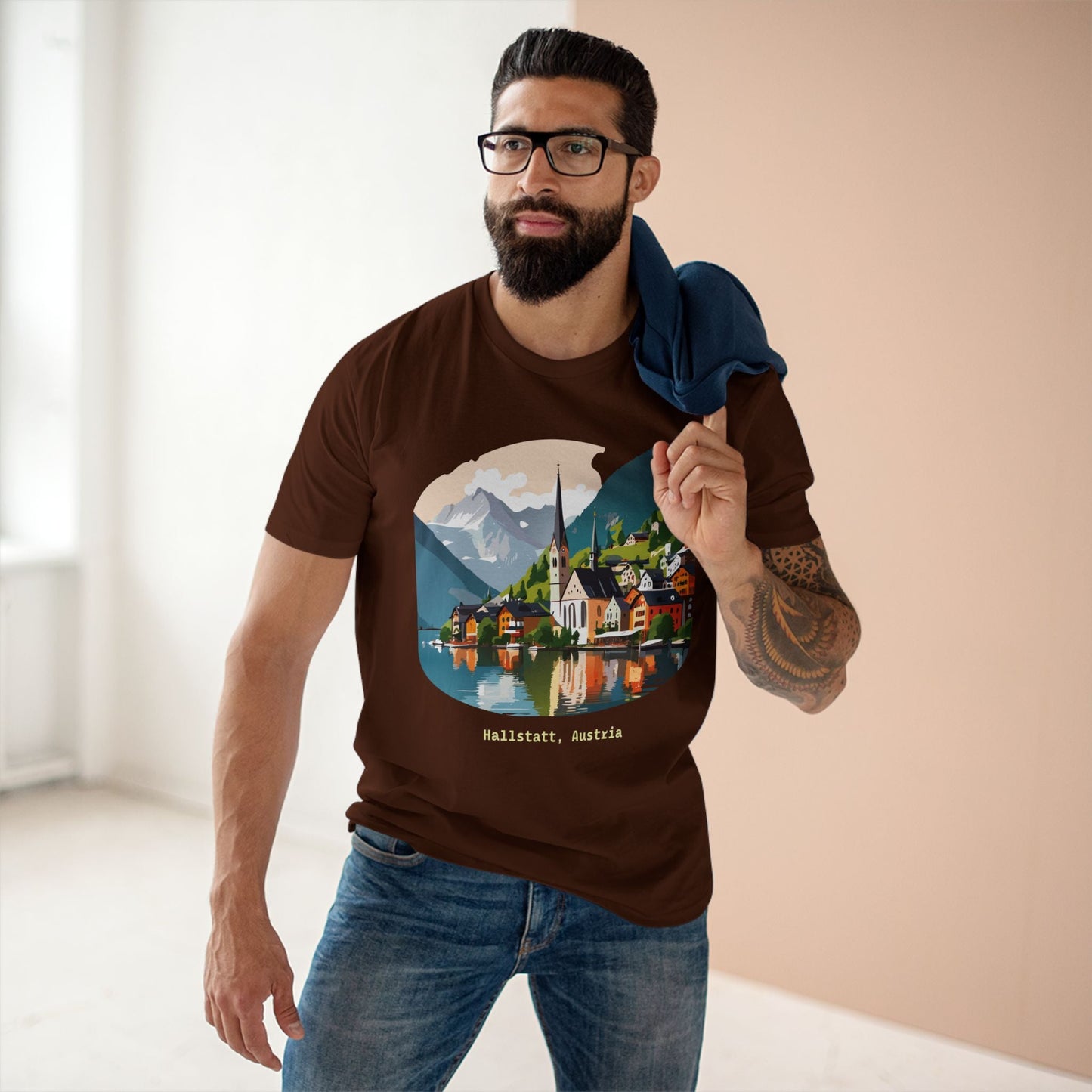 Austria Travel Shirt Unisex Premium Cotton Tee Featuring Original Art Design Retro2Nova