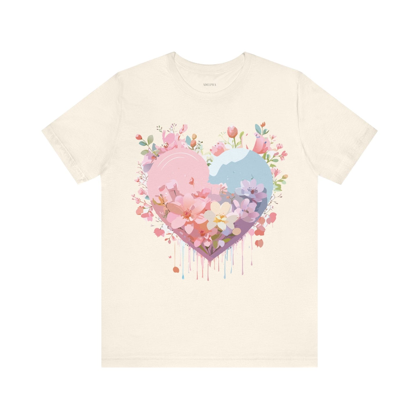 Valentine Day Graphic Unisex 100 Cotton Vintage Artwork with Love and Flower Design Tee 31