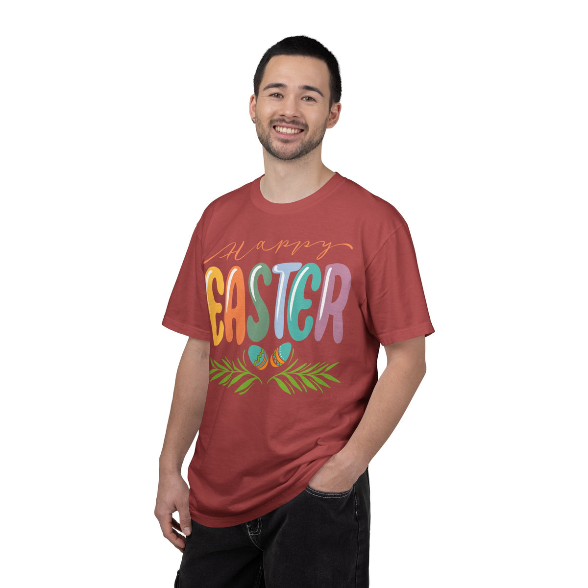 Happy Easter T-Shirt, Tee Shirt with Easter Signature, T Shirt with Easter Prints, Tee Shirt with Easter Design