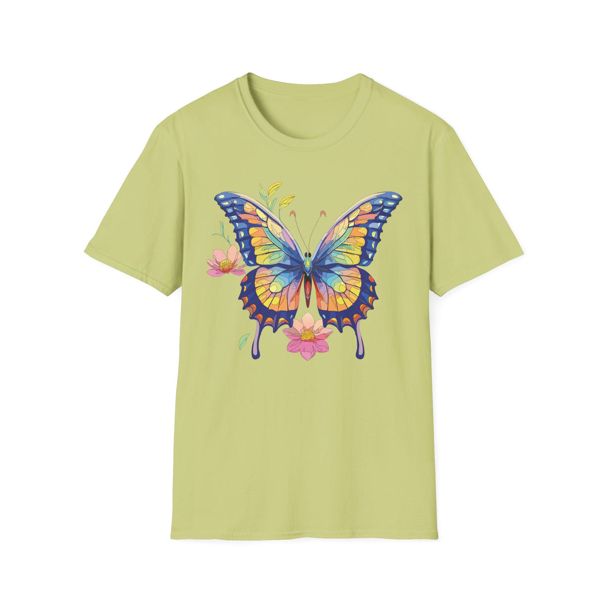 Butterfly Watercolor T-Shirt — Colorful Floral Monarch Graphic Tee Unisex 100 Cotton Gildan T-Shirt