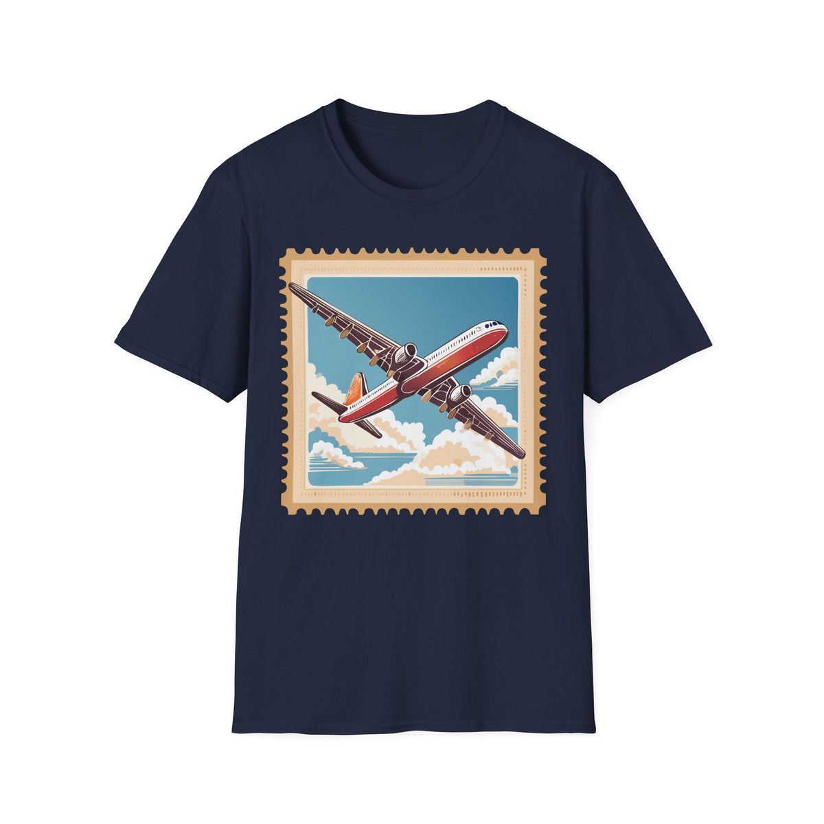 Vintage Airplane Stamp T-Shirt | Retro Travel Poster Tee